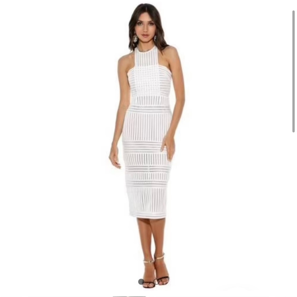 Self-Portrait Cream Halter Midi Sheath Dress size 2